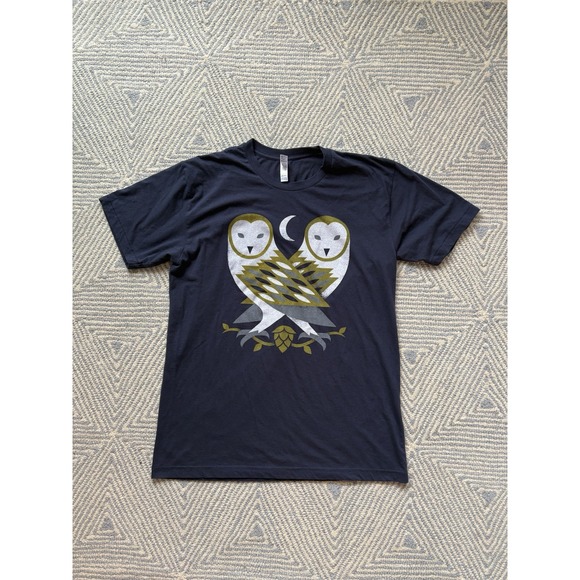Owl Brewery Philadelphia Logo T-Shirt - American Apparel - Blue - Large - Picture 1 of 5